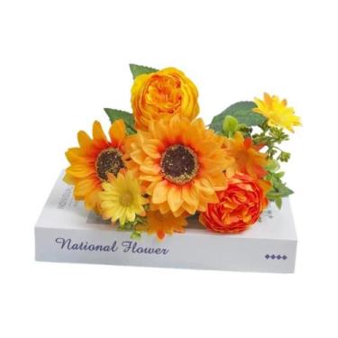 Imagem de Buquê De Flores De Seda Peônia, Girassol E Margarida 1/3 Peças - Flore