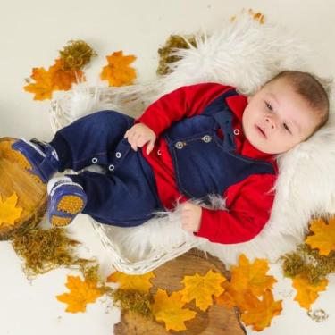 Imagem de Macacao bebe menino jeans vermelho - MULEKA SAPEKA, Vermelho, M - 4 a 