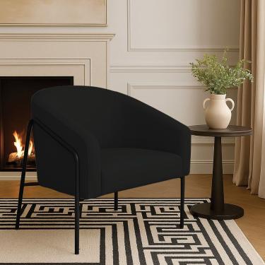 Imagem de Poltrona Sala Industrial Alta Preto Stella Linho Preto D03 - D'rossi