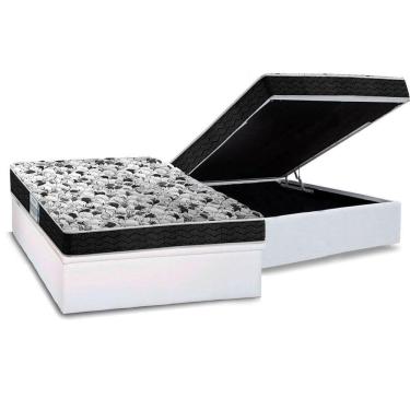 Imagem de Cama Box Baú Casal: Colchão Espuma Probel D23 Prodormir Advanced + Base Crc Courano White(138x188)