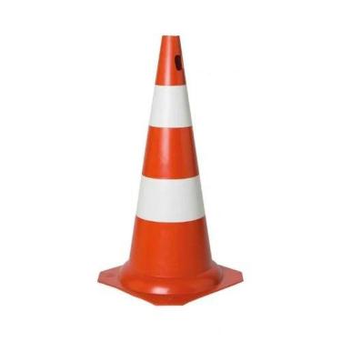 Imagem de Cone De Sinalização Laranja E Branco 75cm Para Uso Diurno - Plastcor