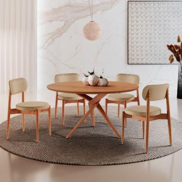 Imagem de Sala de Jantar Mesa Ballare 120cm Tampo Redondo com 4 Cadeiras Ballare Soft