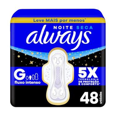 Imagem de Always Noturno Seca, Absorvente Tamanho G, 48 Unidades