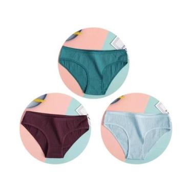 Imagem de Conjunto De 3 Calcinhas De Algodão De Cintura Baixa Para Mulheres, Rou