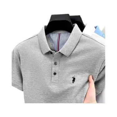 Imagem de Camisa Polo Masculina De Verão 100% Algodão Manga Curta Marca De Alto 