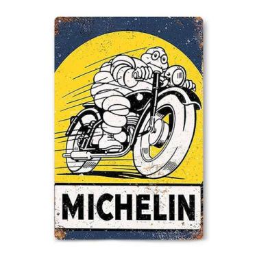 Imagem de Decoração de parede com letreiro de estanho Vintage Michelin Man Motor