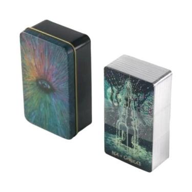 Imagem de Baralho De Tarot Manara Com Borda Dourada 78 Cartas Em Caixa De Lata J