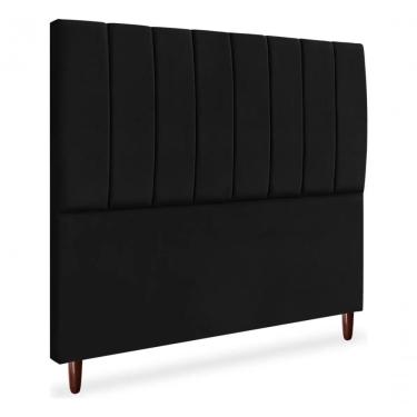 Imagem de Cabeceira De Cama Box Carla Casal Queen 160 Cm Suede Preto Do Lar Móveis E Decoração