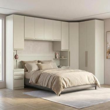 Imagem de Quarto Modulado Casal 5 Peças 9 Portas 6 Gavetas Seletto Areia - Henn