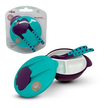 Imagem de Kit Refeição Bebê Bowl com Divisória Ventosa Talheres Menino Menina - 