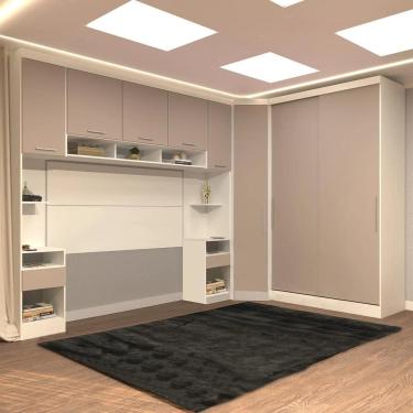 Imagem de Guarda Roupa Queen Modulado Cp07 Taiga Branco/Cinnamon L01 - Mpozenato