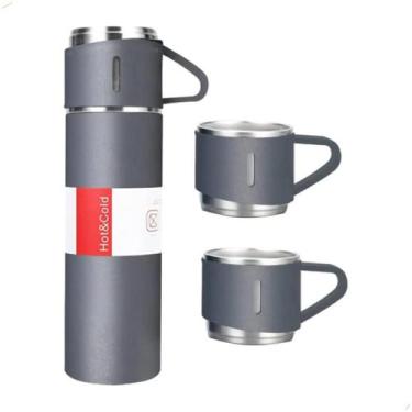 Imagem de Garrafa Térmica Vacum 500ml Com Kit 3 Xícara Café Xtuned, Cinza