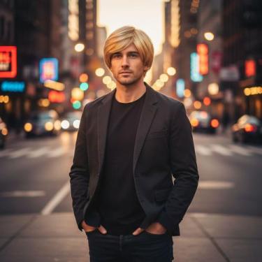 Imagem de Peruca Masculina Loira Fantasia - Pink Flamingo, Amarelo