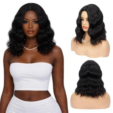 Imagem de Peruca Wig Curta Corte Moderno Ondulada Sem Franja 40cm - bbless, Pret