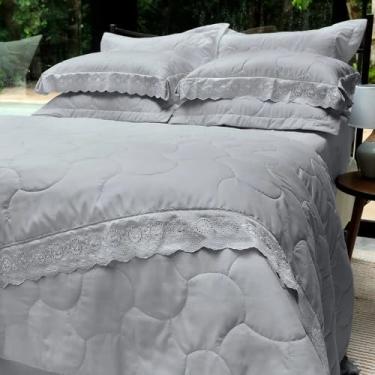 Imagem de Kit Colcha Cobreleito King Renda Bordado Amy Sonata 3 Peças Buettner - Cores (Cinza)