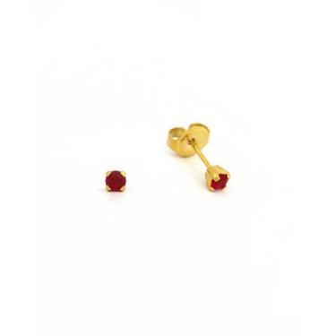 Imagem de Brinco studex system 75 adulto rubi 3mm dourado, Dourado
