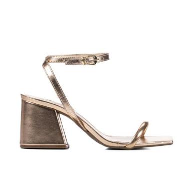 Imagem de Sandália Feminina Moda Ofelia Salto Medio Grosso Bloco 7 cm Moderna - 