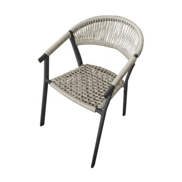 Imagem de Cadeira Decorativa Joana Em Corda Náutica E Base Em Alumínio Preta-areia