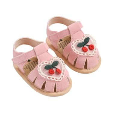 Imagem de Sandálias De Verão Para Bebê Menina Com Sola De Tecido Cereja, Sapatos