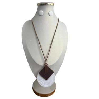 Imagem de Maxi Colar Feminino kit com Brinco Bolas Tendência Casual - MLBpel, Br