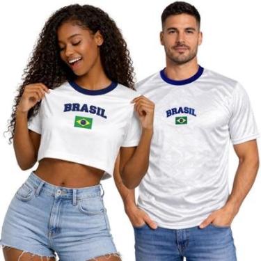 Imagem de Kit Camiseta Masculina do Brasil e Cropped tamanho unico Baby Look para Casal-Masculino