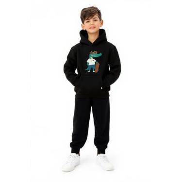 Imagem de Conjunto Casual Moletom Jacaré Skate Capuz Calça Outfit Moletom Jacaré