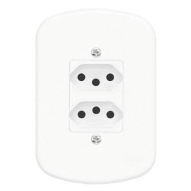 Imagem de 2 Tomadas 2p+t 10a 250 Volts Distanciadas Blanc - 1353 - Fame 2 Tomada