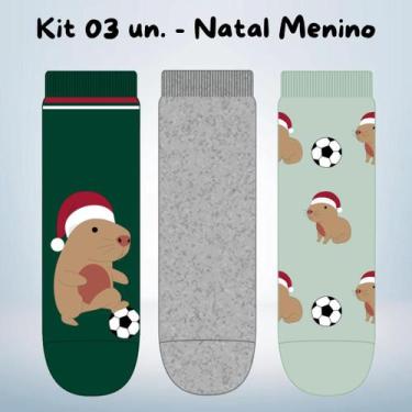 Imagem de Kit 03 Pares de Meia Divertida Capivara Soquete Infantil - Menino e Me