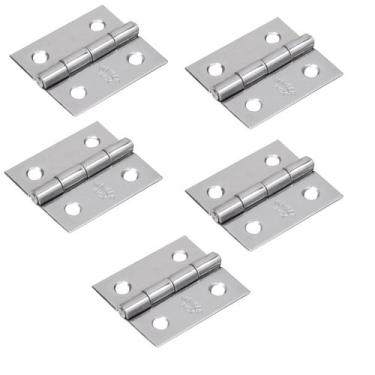 Imagem de 5 Dobradiça Inox AISI 304 Com Pino Fixo Reforçada 38x34mm - DEPECIL