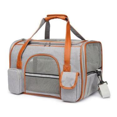 Imagem de Bolsa de Transporte Pet de Luxo em Couro 48x27x30 Cães e Gatos - Pet F