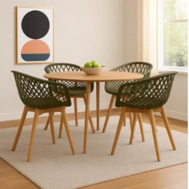 Imagem de Kit 4 Cadeiras de Jantar Tiffany Web Empório Base Wood Cor:Verde - Mod