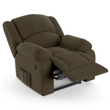 Imagem de Poltrona Do Papai Reclinável Pietra Power Elétrica Usb Fh9 Veludo Capuccino - Mpozenato