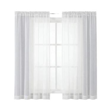 Imagem de Cortinas De Voile Brancas Transparentes De 84 Polegadas Com Bolso Para