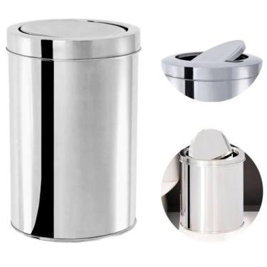 Imagem de Lixeira Inox Banheiro Cesto Tampa Basculante 3 Litros - Inovar Metais