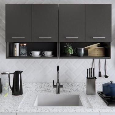 Imagem de Armário Para Cozinha com 4 Portas Parede Aereo Cozinha Suspenso Multiu