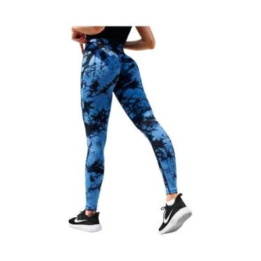 Imagem de Leggings Tie Dye De Cintura Alta Com Efeito Push up Para Mulheres, Cal