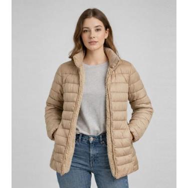 Imagem de Jaqueta Puffer Feminina Peluciada Sea Surf Bege, P, Bege