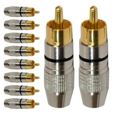 Imagem de Conector Linha Rca Macho Profissional Preto Storm 10 Unidades