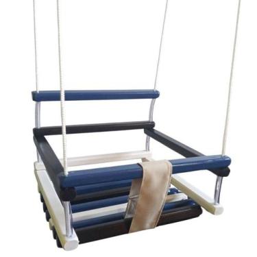 Imagem de Balanço Gangorra Infantil Madeira 35x35 Azul Suporta 80kg - SHOPPINGNE