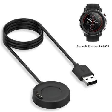 Imagem de Carregador USB para Amazfit Stratos 3 A1928 Cabo Preto 1 Metro Magnéti