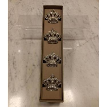 Imagem de Conjunto de Argolas para Guardanapo - Coroas Prateadas - Via Decor