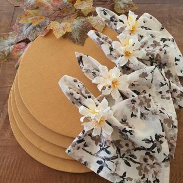 Imagem de Kit Mesa Posta 12 Bases MDF 35cm 12 Capas de Sousplat 12 Guardanapos d