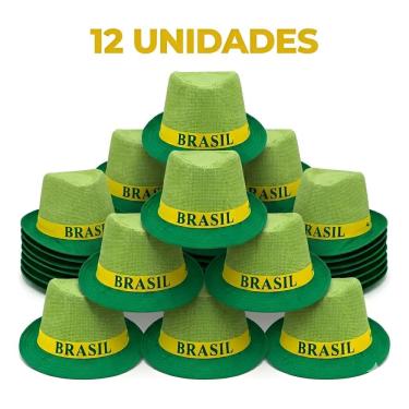 Imagem de 12UN Chapéu Malandrinho Brasil Verde Festa Junina Copa 2026
