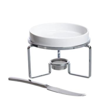 Imagem de Rechaud para queijo brie em ceramica com faca inox -Fracalanza, 3 mese