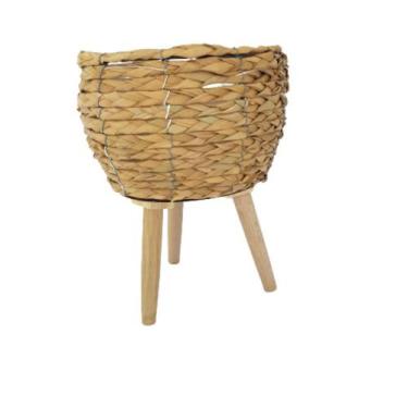Imagem de Cachepot em palha natural com pés - Carmella Presentes, 34cm