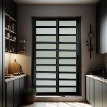Imagem de Porta de Correr com Travessas 2 Folhas Moveis 210 x 150 Elite com Fech