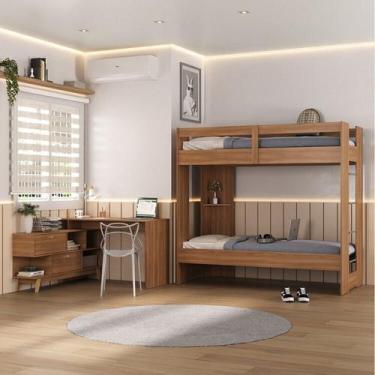 Imagem de Conjunto Quarto Juvenil Completo Nexis com Beliche e Escrivaninha em L