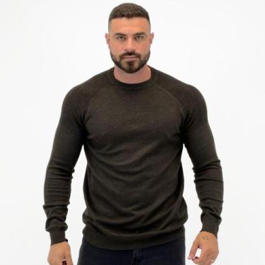 Imagem de Blusa de Lã Dyordhana Gola Redonda Masculina, P, Mescla preto