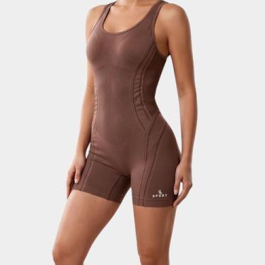 Imagem de Macaquinho Legging Lupo LSport Max Feminina - Marrom - P, Marrom, P