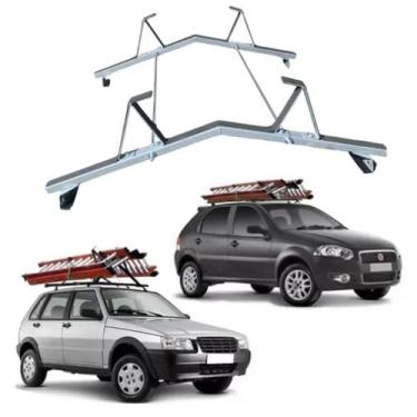 Imagem de Rack de teto Porta Escada 100kg Furar Todos Carros Van PRATA - Automot